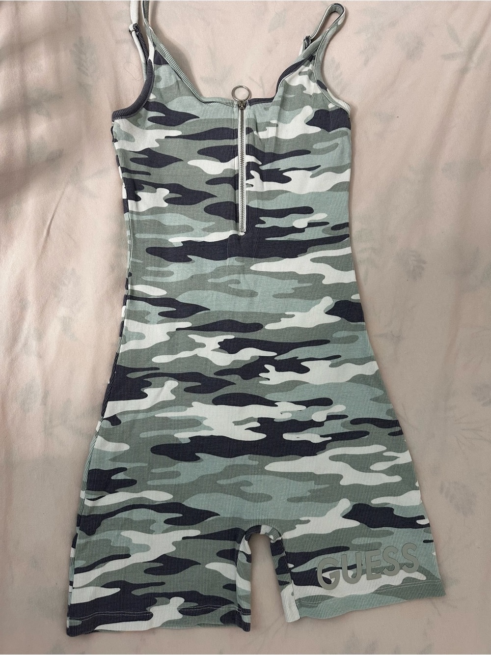 Guess Women's Green Camo Cargo Jumpsuit